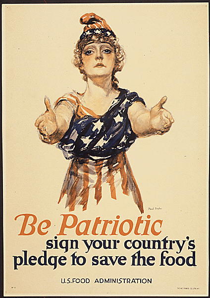 Paul Stahr illustration of Columbia for "Be Patriotic" poster, circa 1917-18, via: Wikipedia Commons.